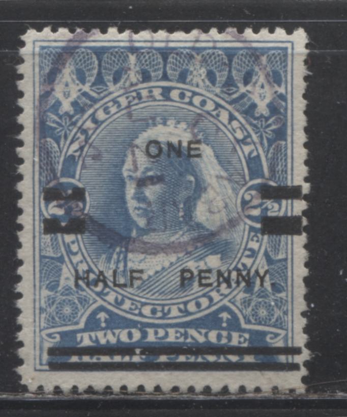 Niger Coast Protectorate SG#65 1d on 2.5d Deep Blue Queen Victoria, 1894 Old Calabar River Provisional, Rare! Only 960 Issued!