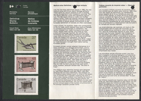 1982-1987 Artifacts & Wildlife Issue Stamp Pamphlet For the First Issue of Middle Values - April 8, 1983