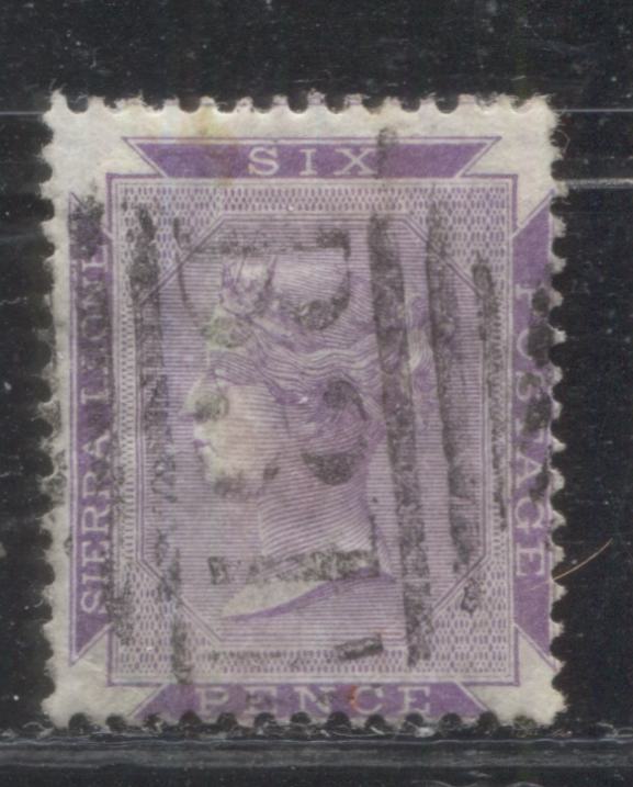 Sierra Leone #1 (SG#1) 6d Dull Purple, Queen Victoria, 1859 Keyplate Issue, Perf. 14, Unwatermarked, a VG Used Example