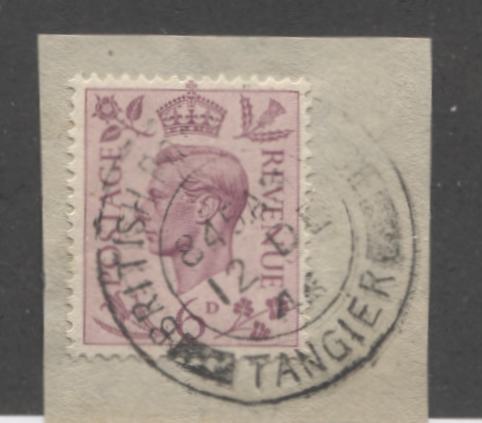 Morocco Agencies - GB Stamps Used in Morocco #Z186 6d Purple, King George VI, a VF Used Single Tied to Piece by December 12, 1946 Tangier Cancel
