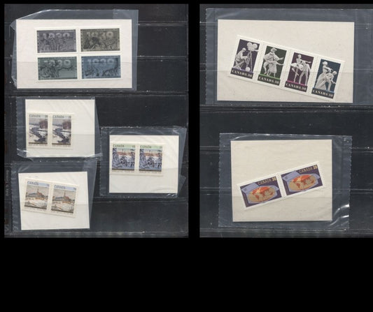 Lot 61 Canada #1251-1263 38c - 76c Multicoloured, 1989 World Trade - World War 2, 6 Canada Post Sealed Packs Containing VFNH Pairs and Blocks With Type 2a & 5a Style Philatelic Service Card Inserts