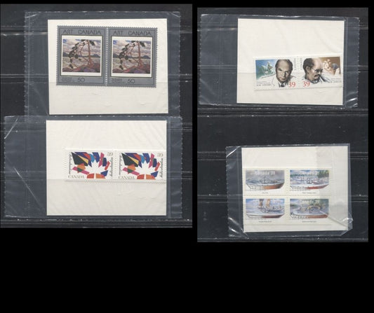 Lot 62 Canada #1264-1271 39c & 50c Multicoloured, 1990 Norman Bethune - 1991 Art Canada, 4 Canada Post Sealed Packs Containing VFNH Pairs and Blocks With Type 5a Style Philatelic Service Card Inserts