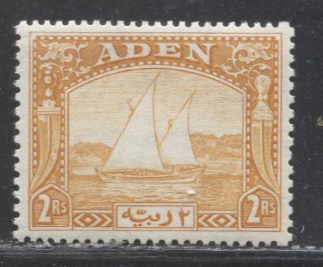 Aden SG#10 2R Orange Yellow 1937 Dhow Design Definitive Issue, a VF Extremely LH Mint Example