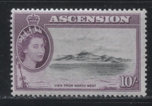 Ascension SG#69, 1956-1963 De La Rue Pictorial Definitive Issue, a Fine NH Example of the 10/- Black and Purple