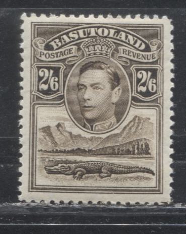 Basutoland SG#26 2/6d Sepia 1938-1952 Nile and Crocodile Pictorial Definitive Issue, a VFOG Example of the 1938 Printing