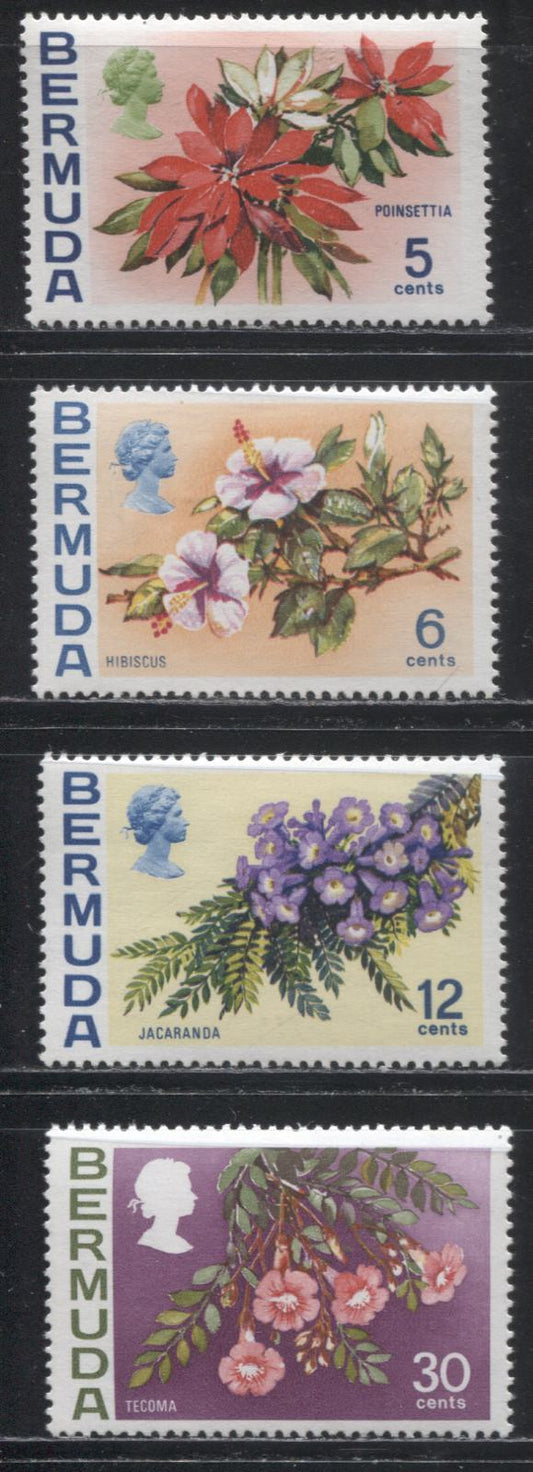 Bermuda SC#259b-267a 1974-1975 Floral Definitive Issue, A VFNH Complete Set With Upright Watermark
