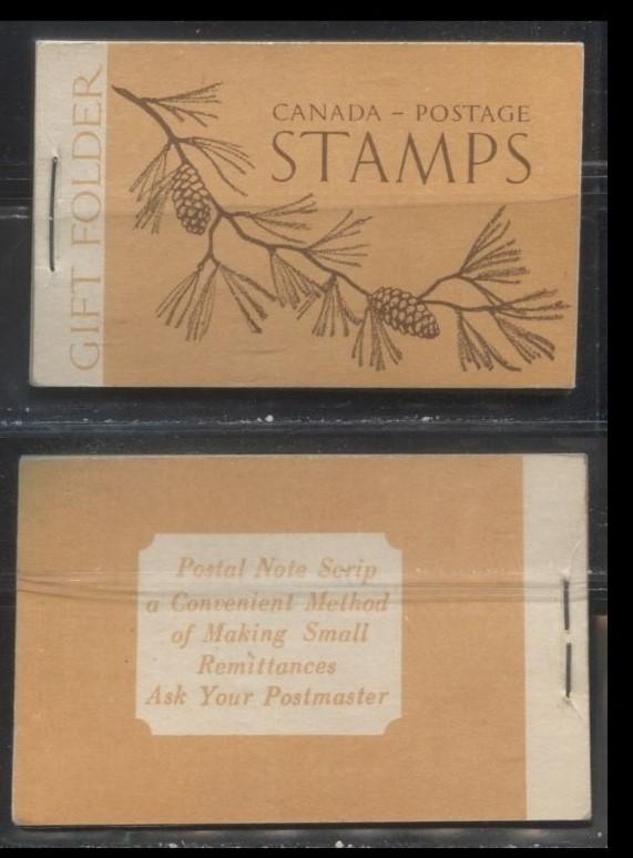 Lot 294 Canada #BK39a 1942-1949 War Issue Complete $1.00, English Booklet Containing 1 Pane Each of 6 of 3c and 4c Plus 2 Panes of 4 7c Airmail Stamps, 17 mm Staple, Brown and Deep Orange Cover