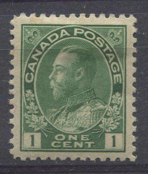 Canada #104i (SG#196) 1c Green 1911-1928 Admiral Issue Paper With No Visible Mesh - VF-84 OG HR Brixton Chrome 