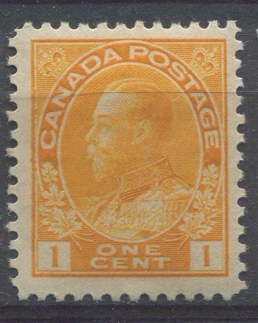 Canada #105 (SG#246) 1c Orange Yellow 1911-1928 Admiral Issue Die 1 Wet Printing VF-75 OG Brixton Chrome 