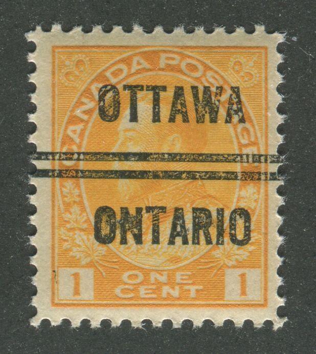 Canada #105xx (SG#246) 1c Pale Orange Yellow Admiral Issue Ottawa Precancel Die 1 - VF-75 NH Brixton Chrome 