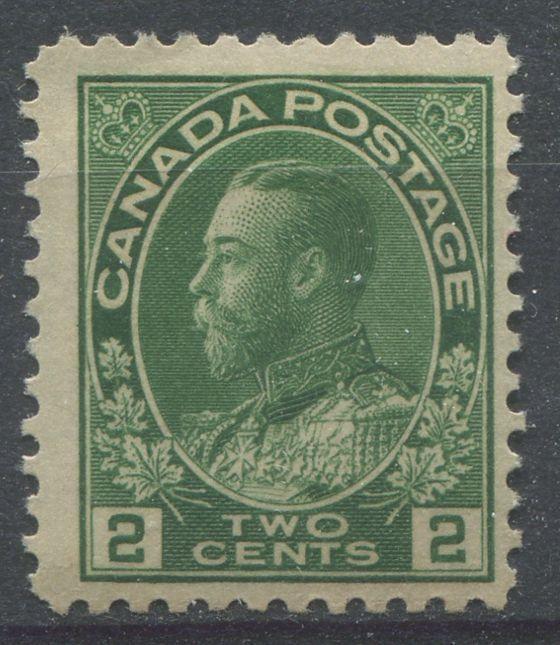 Canada #107 (SG#247) 2c Green 1911-1928 Admiral Issue Wet Printing, Paper With No Visible Mesh F-65 NH Brixton Chrome 