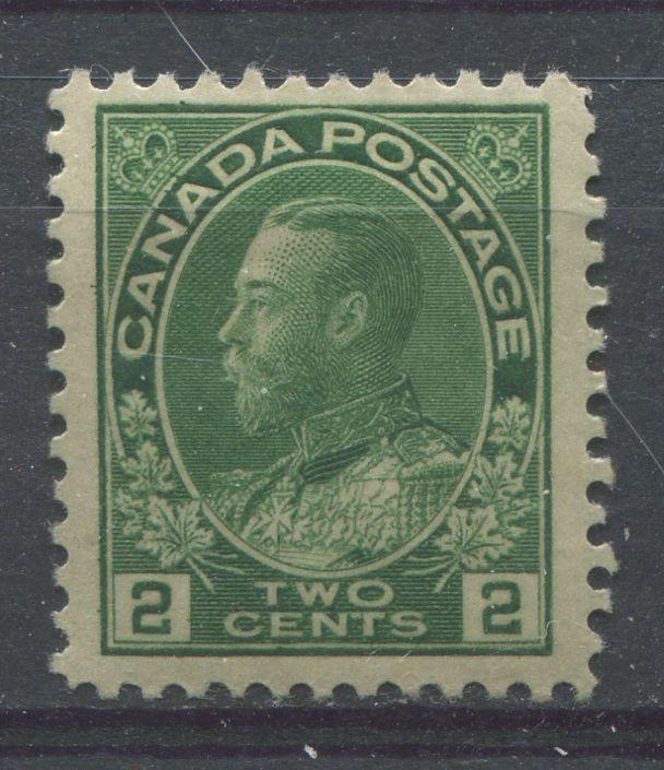 Canada #107 (SG#247) 2c Green 1911-1928 Admiral Issue Wet Printing, Paper With No Visible Mesh VF-75 OG Brixton Chrome 