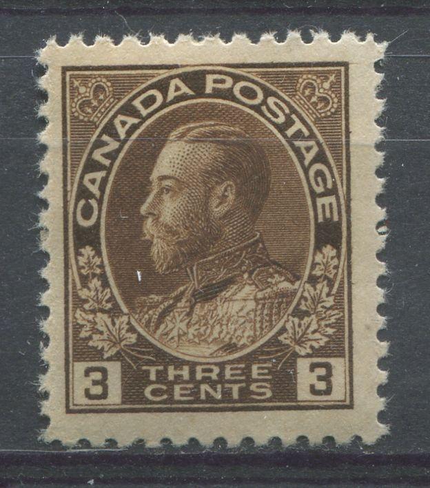 Canada #108ii (SG#205) 3c Very Deep Yellow Brown Admiral Issue Wet Printing VF-75 LH Brixton Chrome 