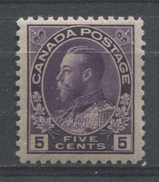 Canada #112a (SG#250a) 5c Blackish Purple 1911-27 Admiral Issue Coarse Mesh Paper VF-80 LH Brixton Chrome 