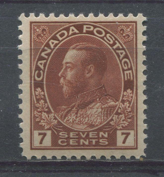 Canada #114 (SG#251) 7c Bright Red Brown 1911-27 Admiral Issue Dry Printing, Paper With No Mesh VF-75 OG Brixton Chrome 