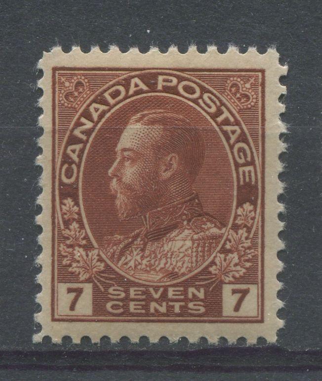 Canada #114 (SG#251) 7c Red Brown 1911-27 Admiral Issue Dry Printing, Paper With No Mesh F-73 OG Brixton Chrome 
