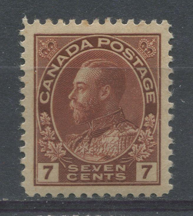 Canada #114 (SG#251) 7c Red Brown 1911-27 Admiral Issue Dry Printing, Paper With No Mesh VF-82 OG Brixton Chrome 