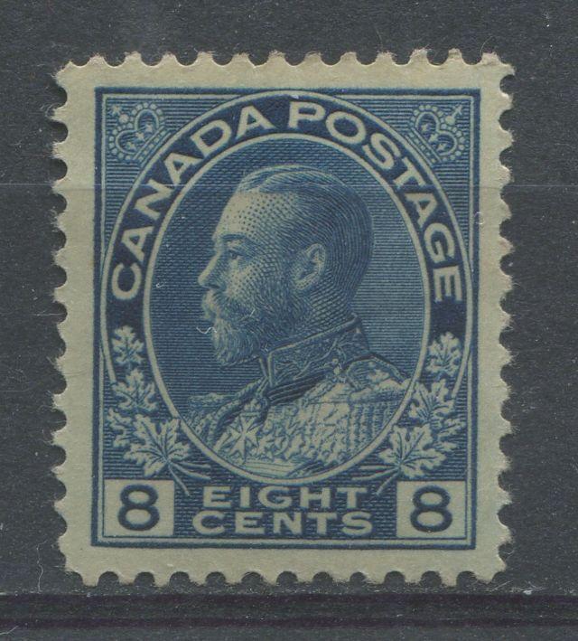 Canada #115 (SG#252) 8c Steel Blue 1911-27 Admiral Issue Paper With No Mesh VF-82 OG Brixton Chrome 
