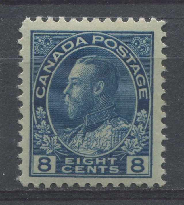 Canada #115i (SG#252) 8c Intense Bright Blue 1911-27 Admiral Issue Paper With No Mesh VF-75 LH Brixton Chrome 