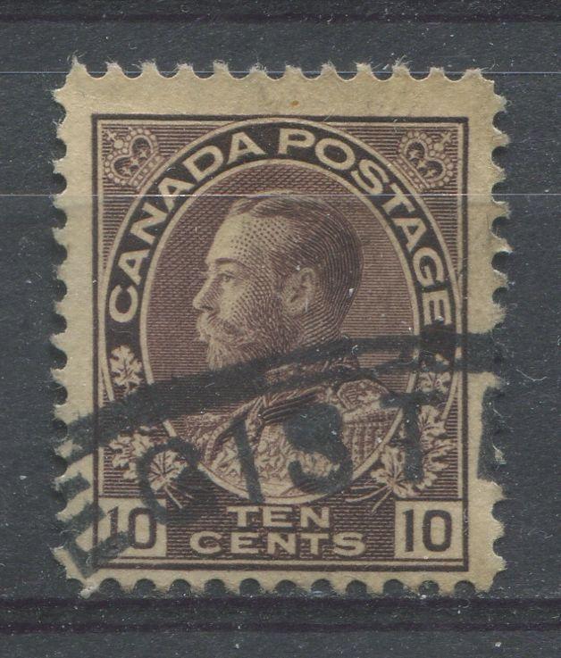 Canada #116 (SG#210) 10c Deep Brown Purple 1911-27 Admiral Issue Paper With No Mesh F-65 Used Brixton Chrome 