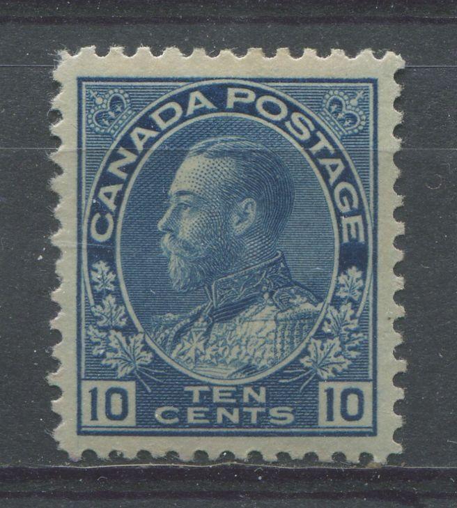 Canada #117a (SG#253) 10c Deep Dull Blue 1911-27 Admiral Issue Dry Printing VF-78 OG Brixton Chrome 