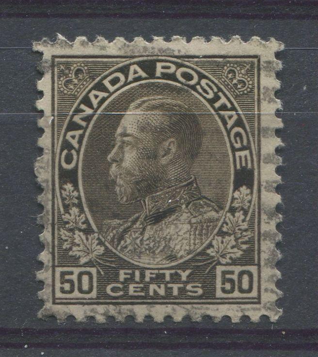 Canada #120 (SG#215) 50c Brownish Grey Black 1911-27 Admiral Issue Dry Printing F-70 Used Brixton Chrome 