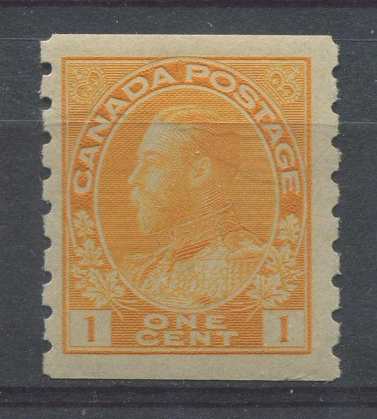 Canada #126 (SG#256b) 1c Pale Orange Yellow 1911-27 Admiral Die 2, Dry Printing, Perf. 8 Vertically VF-75 OG Brixton Chrome 