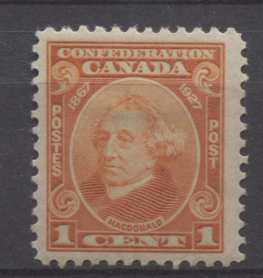 Canada #141 (SG#266) 1c Reddish Orange Macdonald 1927 Confederation Issue Paper With No Mesh VF-75 OG Brixton Chrome 
