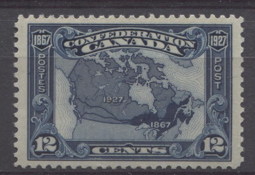 Canada #145 (SG#270) 12c Bright Indigo Map 1927 Confederation Issue Fine Mesh Paper VF-84 OG LH Brixton Chrome 