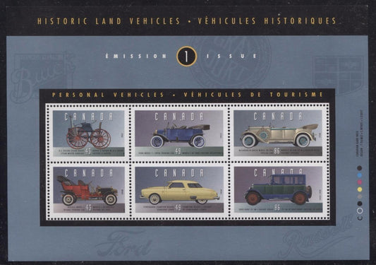 Canada #1490 (SG#MS1563) $3.56 1993 Historic Vehicles Souvenir Sheet DF/DF BW Paper VF-75 NH Brixton Chrome 