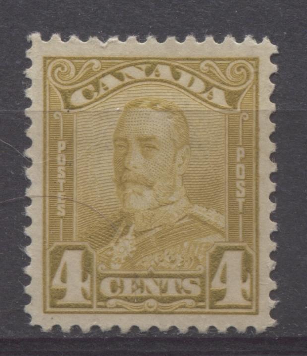 Canada #152 (SG#278) 4c Pale Yellowish Bistre King George V 1928 Scroll Issue VF-84 OG Brixton Chrome 
