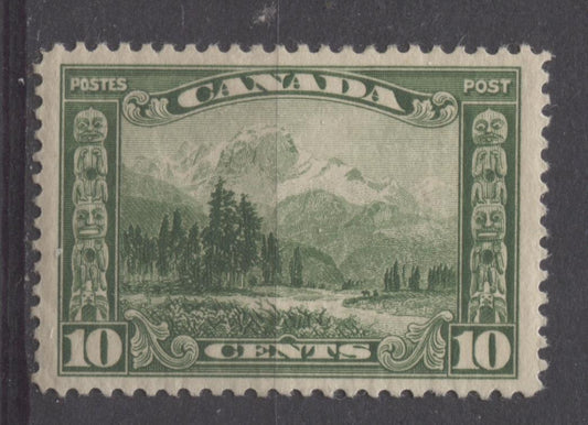 Canada #155 (SG#281) 10c Deep Dull Yellowish Green Mt. Hurd 1928 Scroll Issue VF-84 LH Brixton Chrome 