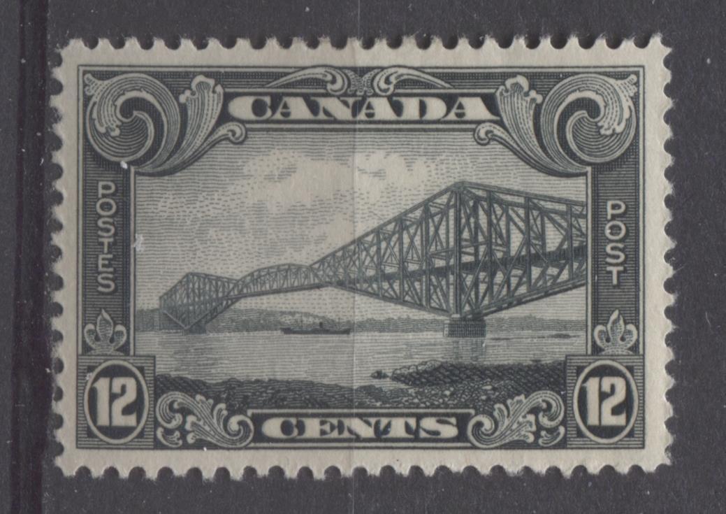 Canada #156 (SG#282) 12c Greenish Black Quebec Bridge 1928 Scroll Issue VF-84 OG Brixton Chrome 