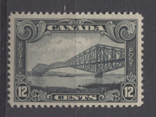 Canada #156 (SG#282) 12c Slate Quebec Bridge 1928 Scroll Issue VF-80 LH Brixton Chrome 