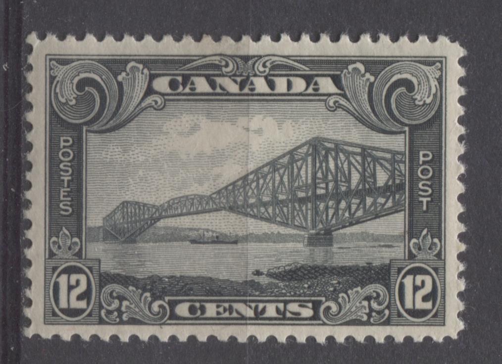 Canada #156 (SG#282) 12c Slate Quebec Bridge 1928 Scroll Issue VF-80 OG Brixton Chrome 