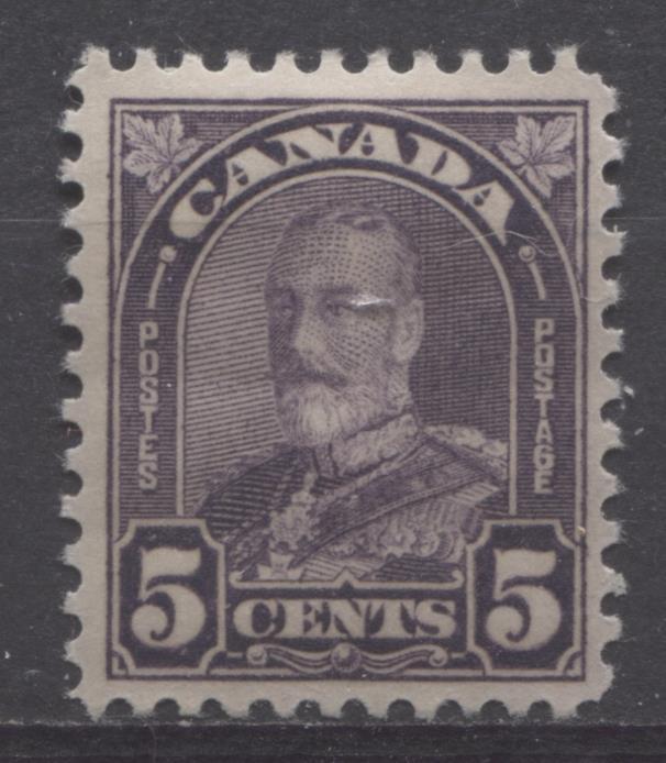 Canada #169 (SG#295) 5c Deep Dull Purple King George V 1930-35 Arch Issue Rotary Press VF-75 OG Brixton Chrome 