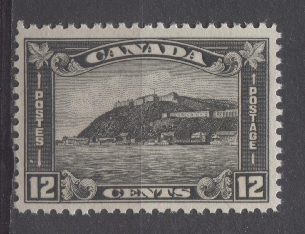 Canada #174 (SG#300) 12c Deep Grey Black Quebec Citadel 1930-35 Arch Issue Coffee Coloured Gum Coloured Gum VF-75 LH Brixton Chrome 