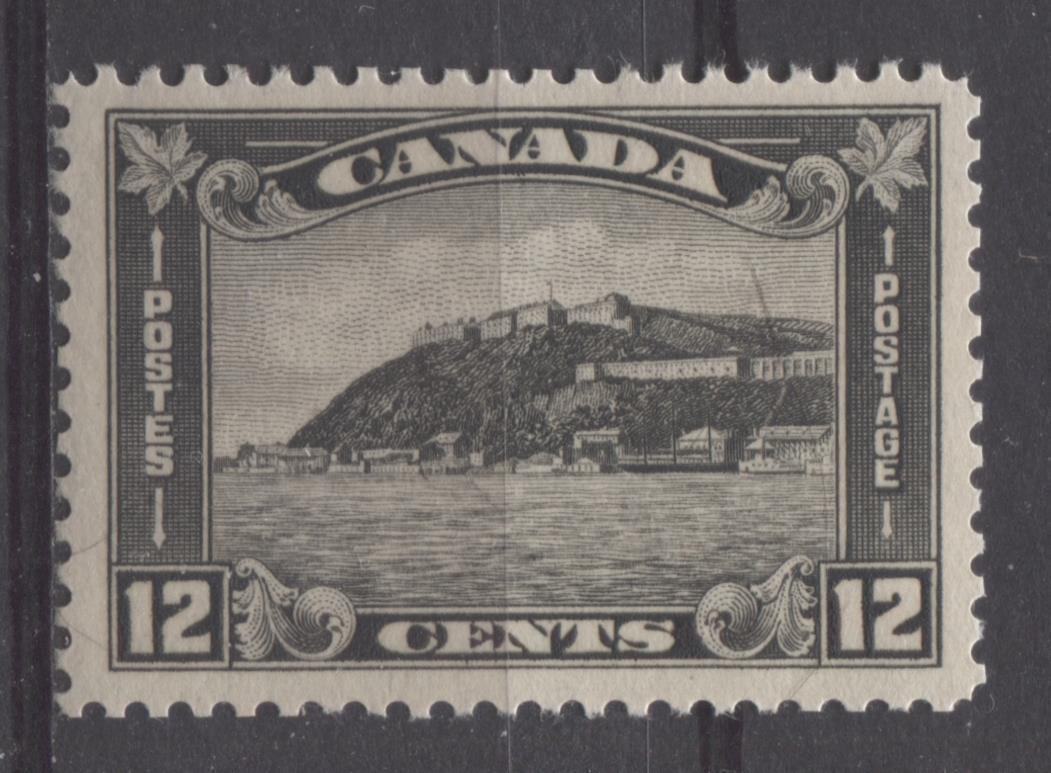 Canada #174 (SG#300) 12c Deep Grey Black Quebec Citadel 1930-35 Arch Issue Coffee Coloured Gum VF-75J LH Brixton Chrome 