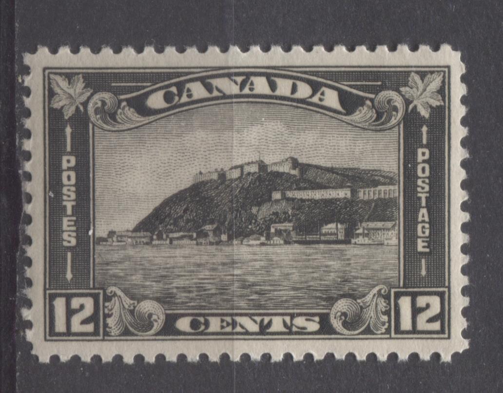 Canada #174 (SG#300) 12c Deep Grey Black Quebec Citadel 1930-35 Arch Issue Coffee Coloured Gum VF-80 NH Brixton Chrome 