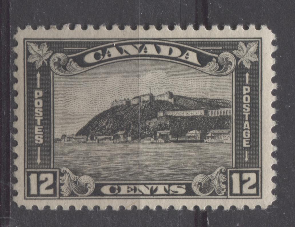 Canada #174 (SG#300) 12c Deep Grey Black Quebec Citadel 1930-35 Arch Issue Deep Cream Gum VF-80 LH Brixton Chrome 