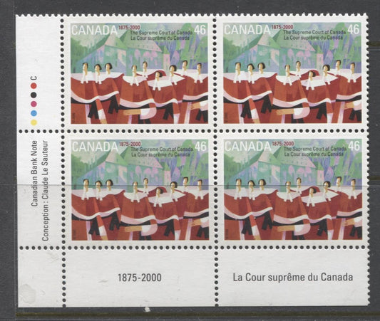 Canada #1847 (SG#1986) 46c Supreme Court LL Inscription Block NF/DF Paper - VF-80 NH Brixton Chrome 