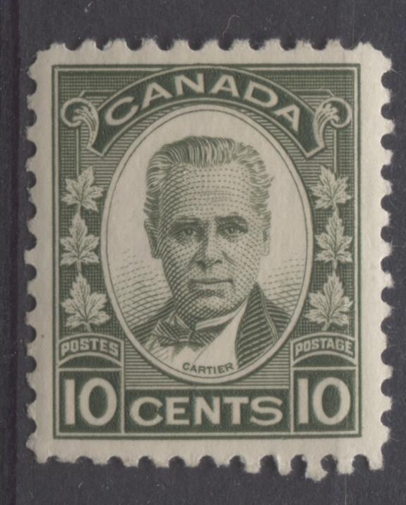 Canada #190 (SG#312) 10c Olive Green 1934-35 Georges Etienne Cartier Cream Gum VF-78 LH Brixton Chrome 