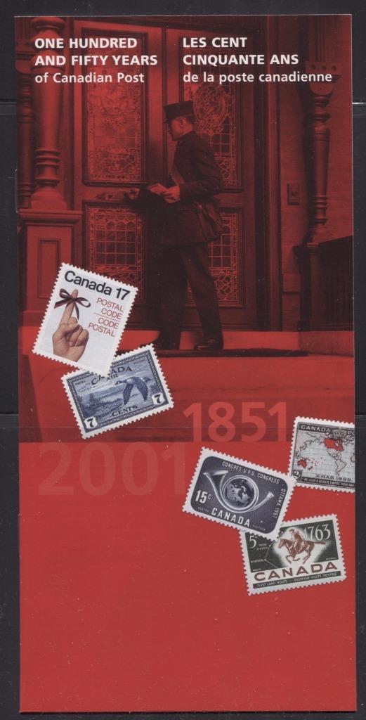 Canada #1900i (SG#2072) 47c 150th Anniversary of Canada Post Pane DF/DF Paper - VF-84 NH Brixton Chrome 