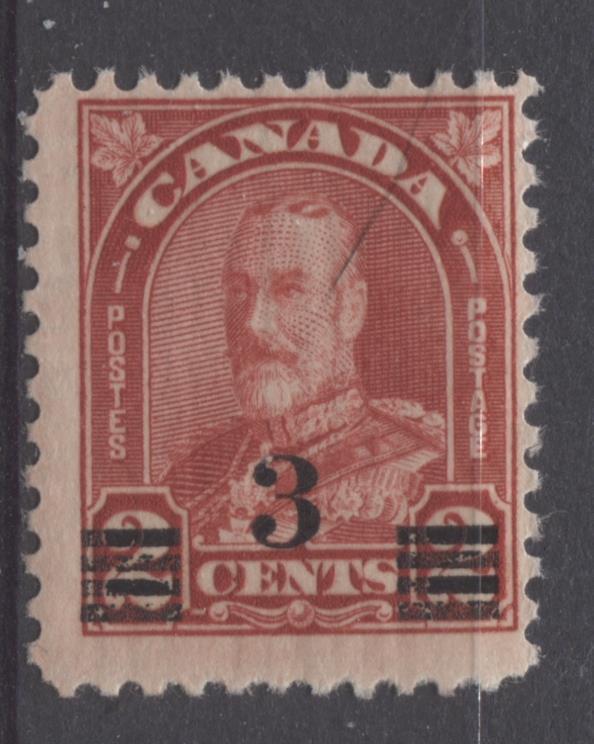 Canada #191a (SG#314) 3c on 2c Deep Rose Red 1932 Arch Issue Provisional Die 1 F-65 NH Brixton Chrome 