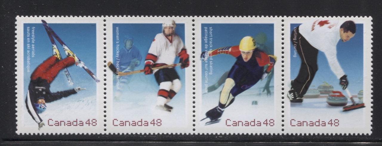 Canada #1939a (SG#2124a) 48c 2002 Winter Olympics Se-Tenant Strip NF/DF Paper VF-84 NH Brixton Chrome 