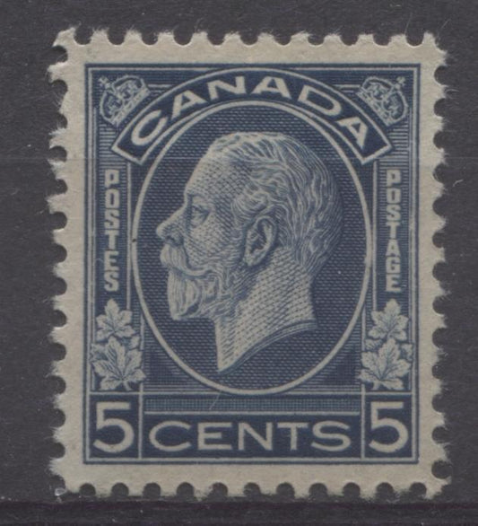 Canada #199 (SG#323) 5c Deep Bright Prussian Blue 1932-35 Medallion Issue Brownish Gum VF-80 OG Brixton Chrome 