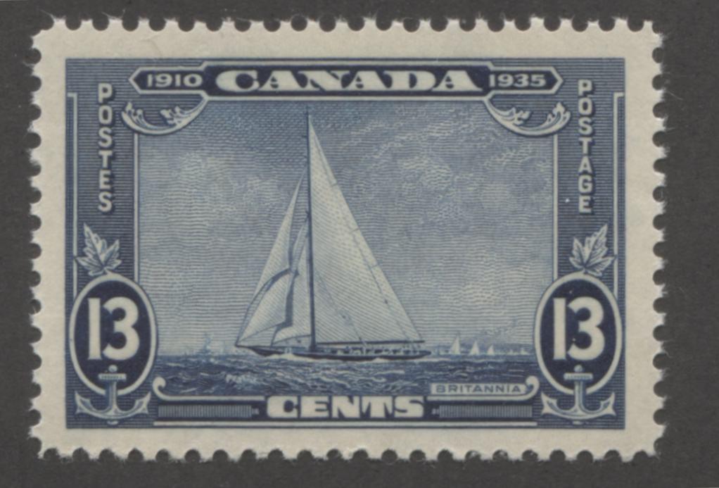 Canada #216 (SG#340) 13c Dark Blue 1935 Silver Jubilee Cream Gum Paper With No Mesh VF-84 NH Brixton Chrome 
