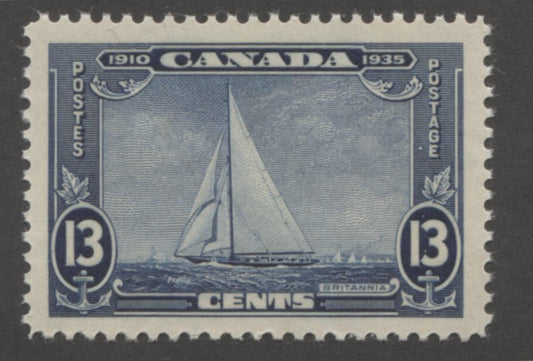 Canada #216 (SG#340) 13c Dark Blue 1935 Silver Jubilee Cream Gum Paper With No Mesh VF-84 NH Brixton Chrome 
