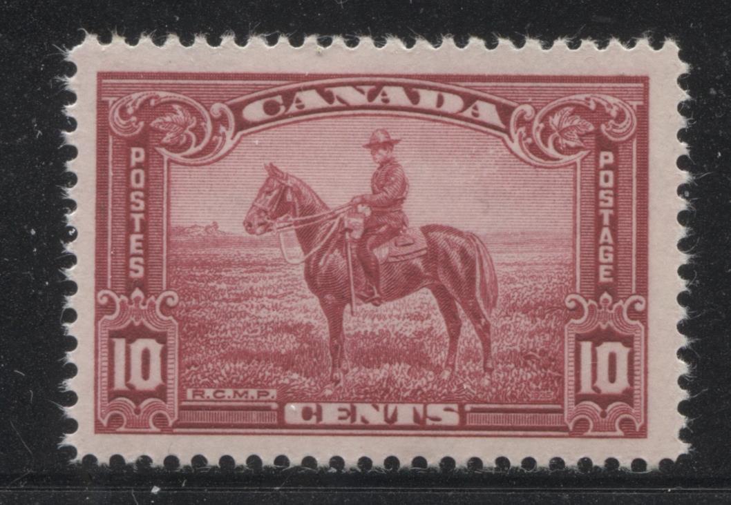 Canada #223 (SG#347) 10c Deep Carmine Red Mountie 1935 Dated Die Coarse Mesh Paper F-70 OG Brixton Chrome 