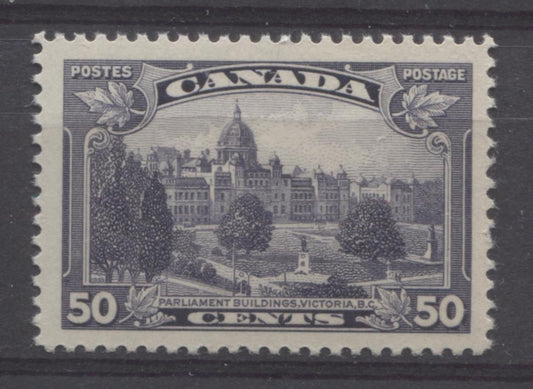 Canada #226 (SG#350) 50c Dull Blackish Lilac Parliament Buildings in Victoria 1935-1937 Dated Die Issue VF-80 NH Brixton Chrome 